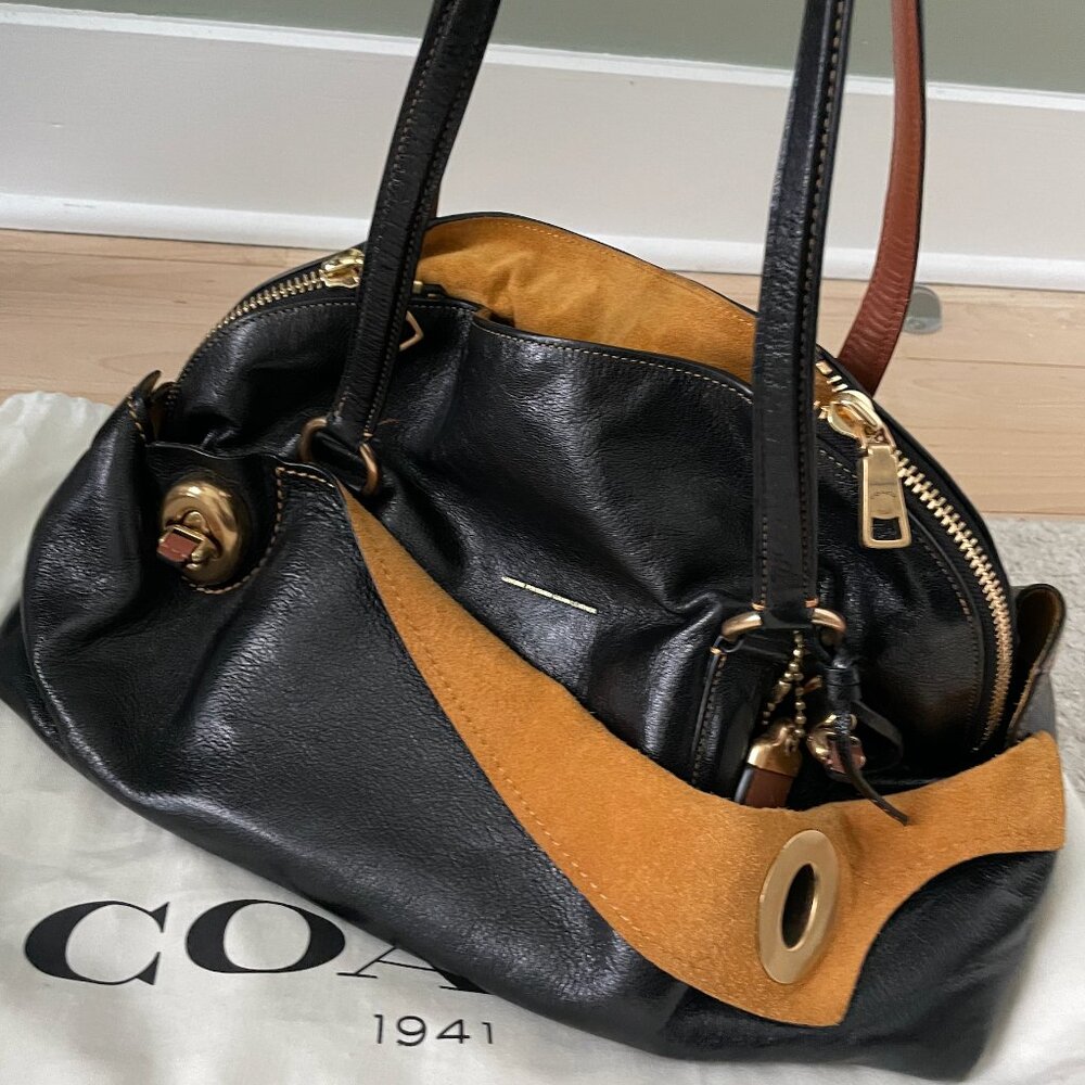 Coach 1941 Outlaw Satchel - Genuine Polished Grain Leather - Black - Picture 2 of 11